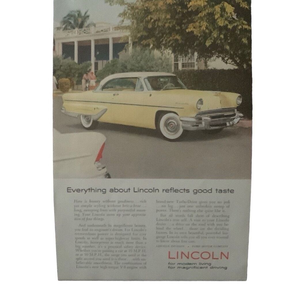 Vintage 1955 Lincoln Reflects Good Taste Ad Advertisement